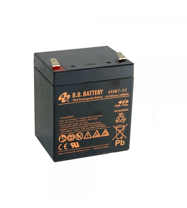 Acumulator B.B. Battery 12V 7Ah SHR 7-12 VRLA dimensiuni L 90 x 70 x h 102mm F2 6.3mm High Rate 